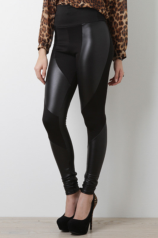 Vegan Leather Spiral Up Leggings