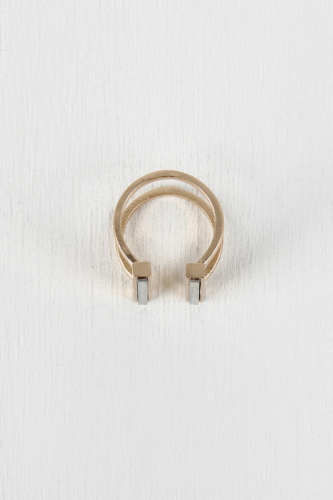 Two Tone Double Bar Ring