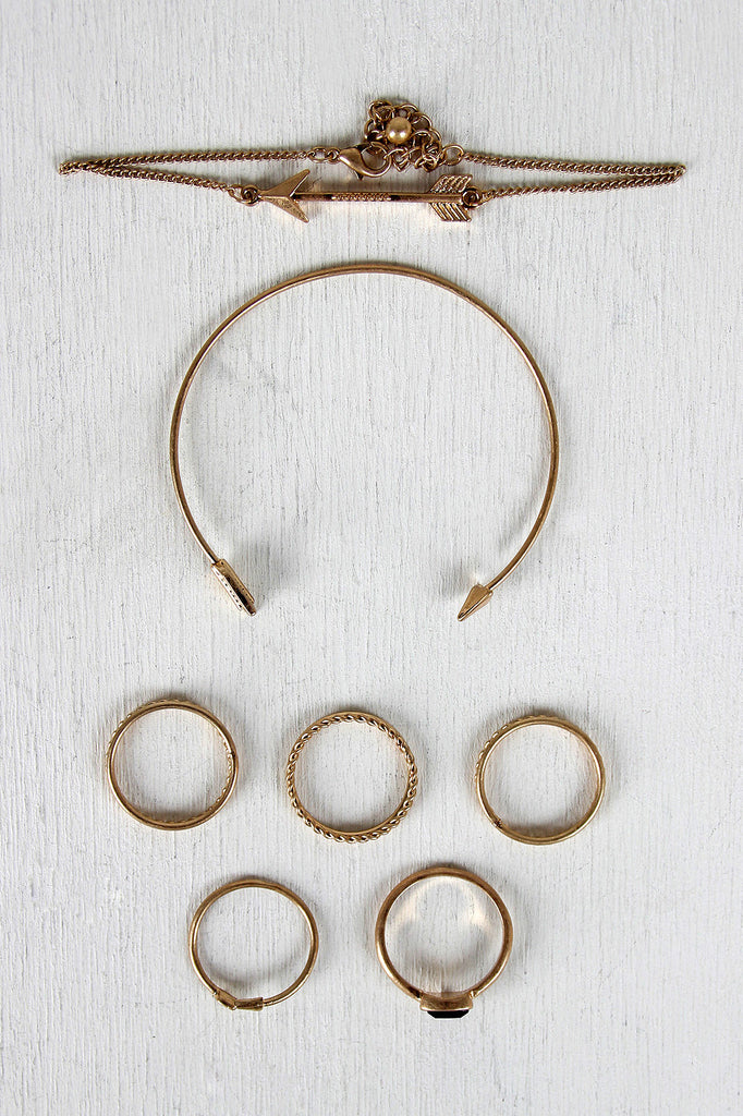 Delicate Arrow Bracelet And Ring Set