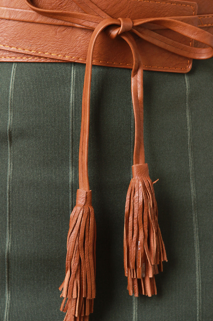Skinny Tie Tassel Obi Wrap Belt