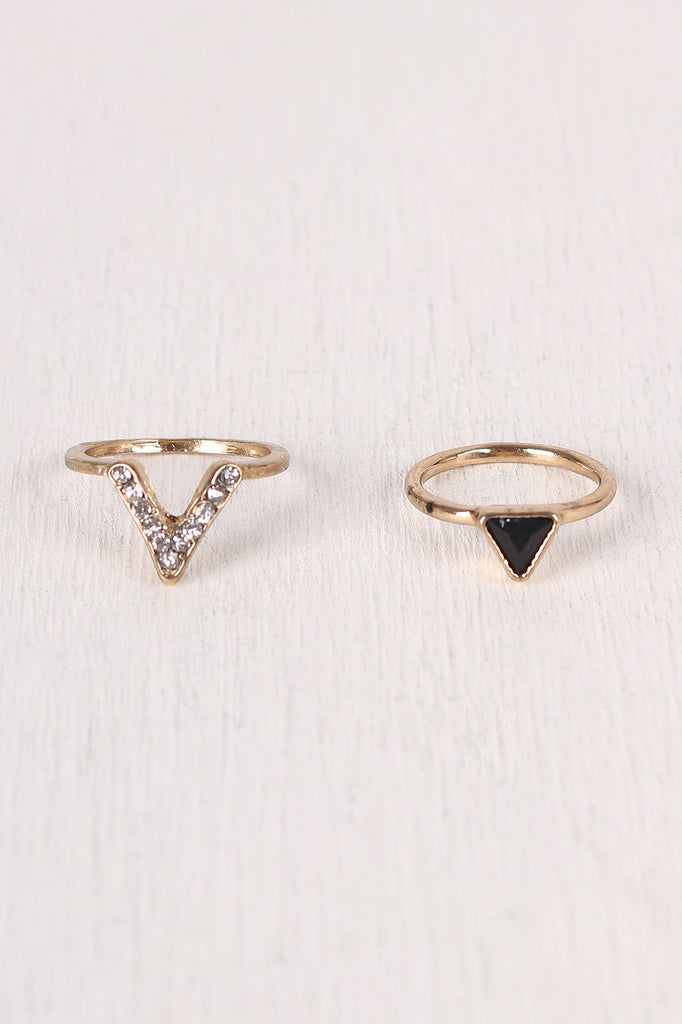 Etched Faux Stone Ring Set