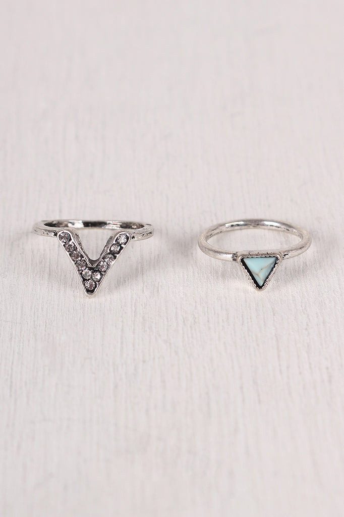 Etched Faux Stone Ring Set