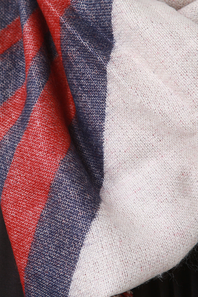 Geo Pattern Woven Square Frayed Scarf