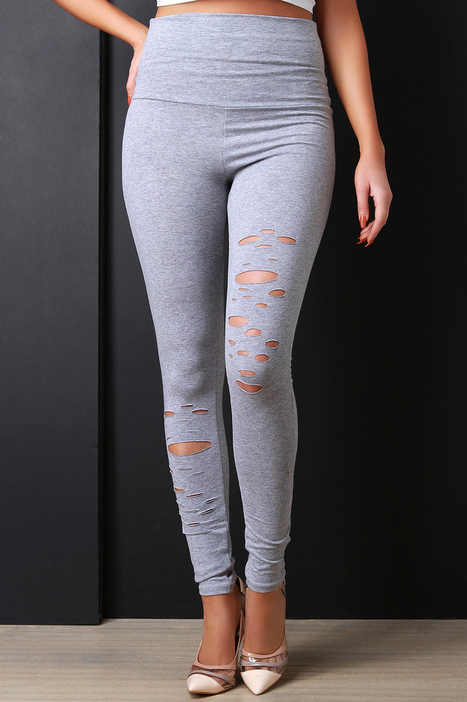 Jersey Razor Cutout High Waist Leggings