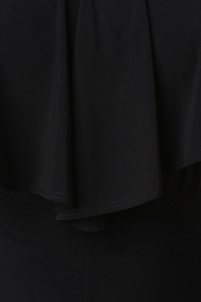 V Neck Ruffle Trim Wide Leg Jumpsuit