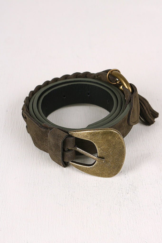 Vegan Suede Braided Detail Belt