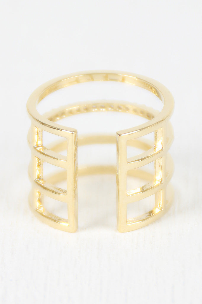 Four Bar Split Rhinestones Ring