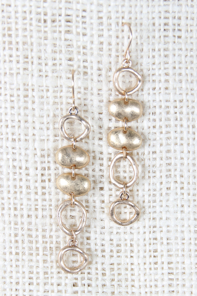 Hammered Linked Oval Drop Earring