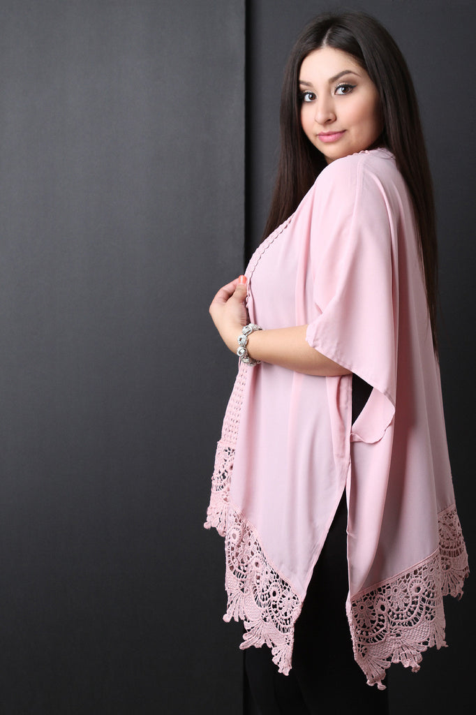 Semi-Sheer Chiffon Crochet Cardigan