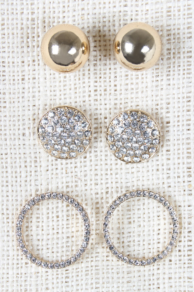 Sparkly Rhinestone Pearl Earring Set