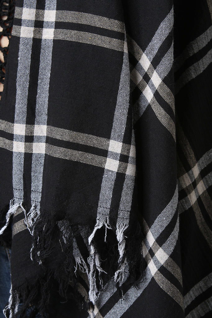 Textured Plaid Long Sleeve Cardigan