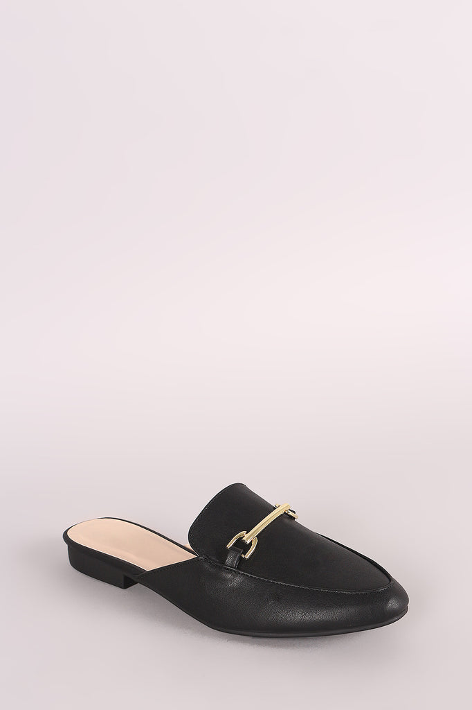 Qupid Horsebit Slip On Loafer Mules