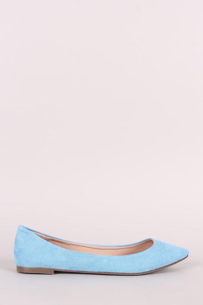 Breckelle Simple Vegan Suede Pointy Toe Flats