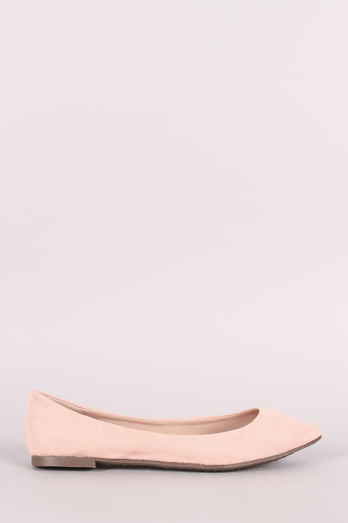 Breckelle Simple Vegan Suede Pointy Toe Flats