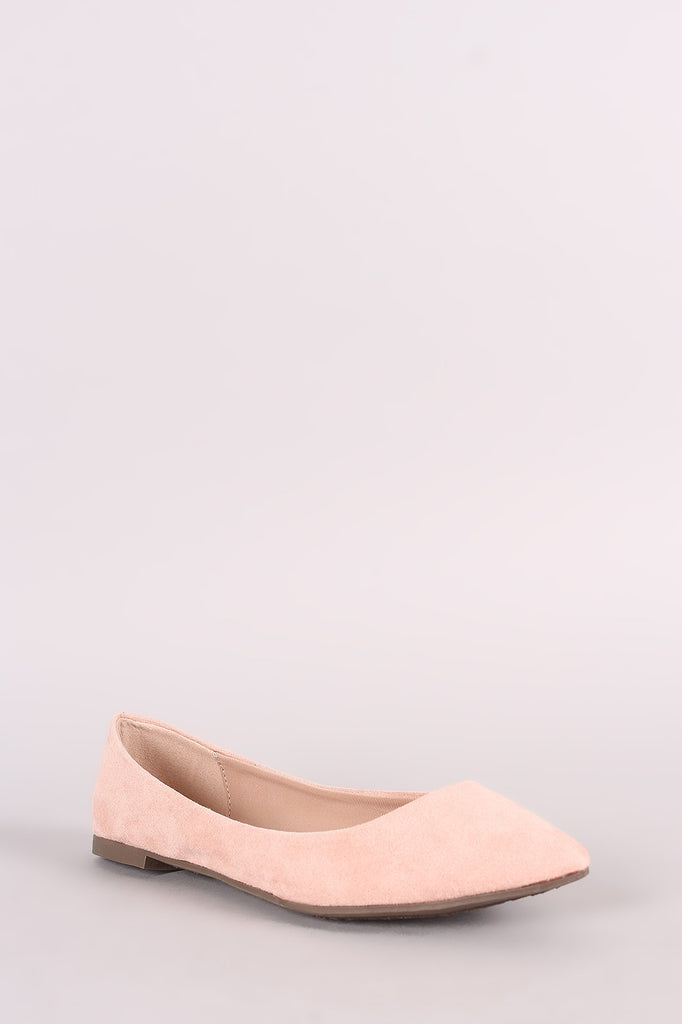 Breckelle Simple Vegan Suede Pointy Toe Flats
