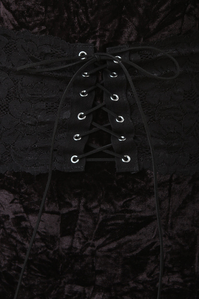 Velvet Sleeveless Lace Corset Midi Dress