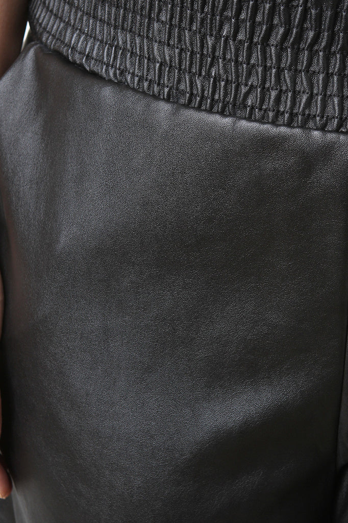 Textured Vegan Leather High Waist Shorts