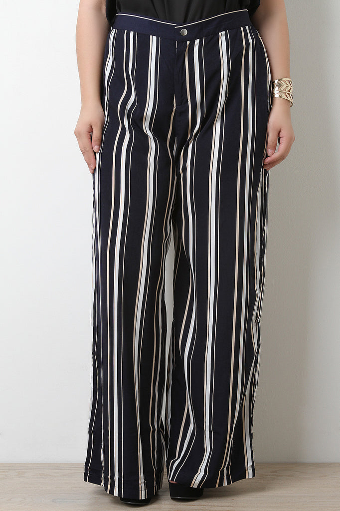 Striped High Waisted Wide Leg Pants