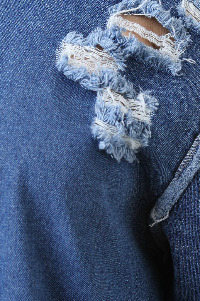 Destroyed Oversized High Low Denim Dress