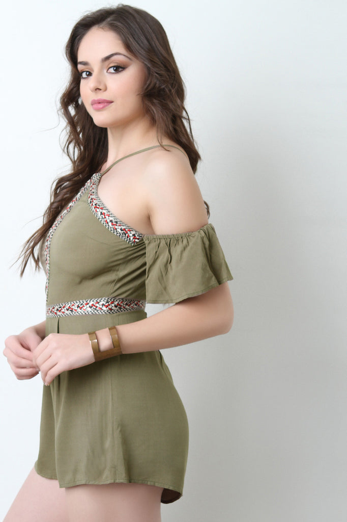 Threaded Lace Braided Cutaway Romper