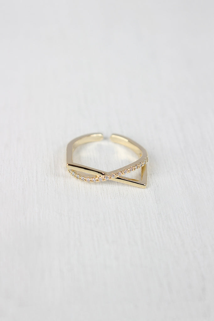 Rhinestone Accent Bar Ring