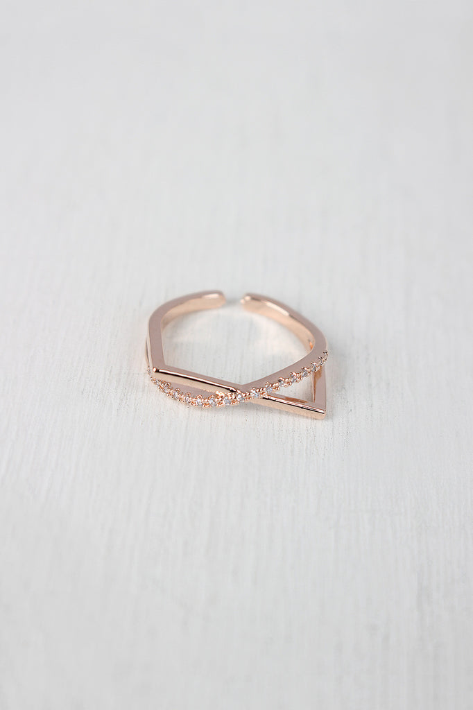 Rhinestone Accent Bar Ring