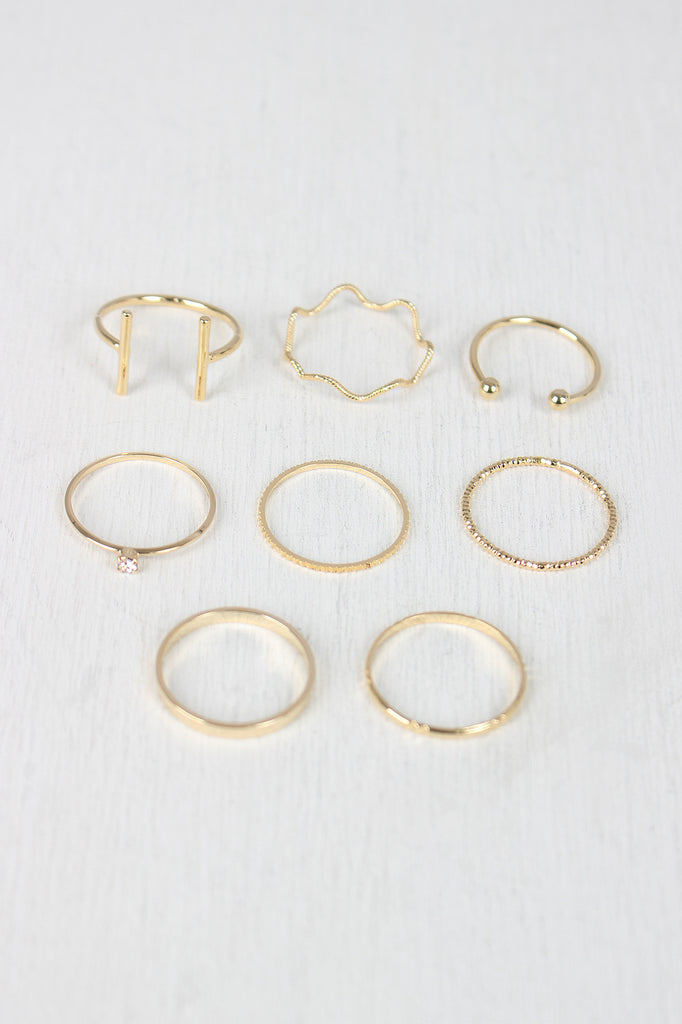 Etched Textured Bar Ring Set
