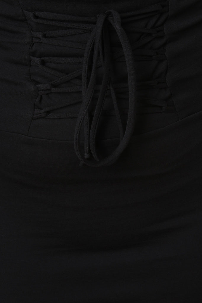 High Waisted Corset Lace-Up Midi Skirt