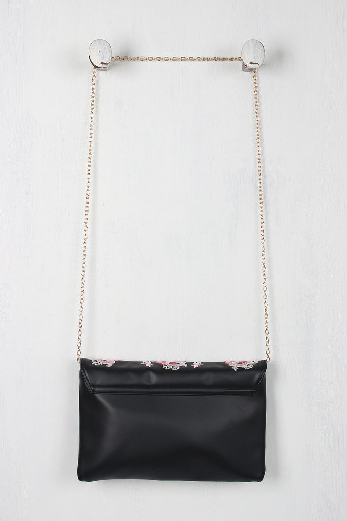 Embroidered Floral Bird Clutch Bag