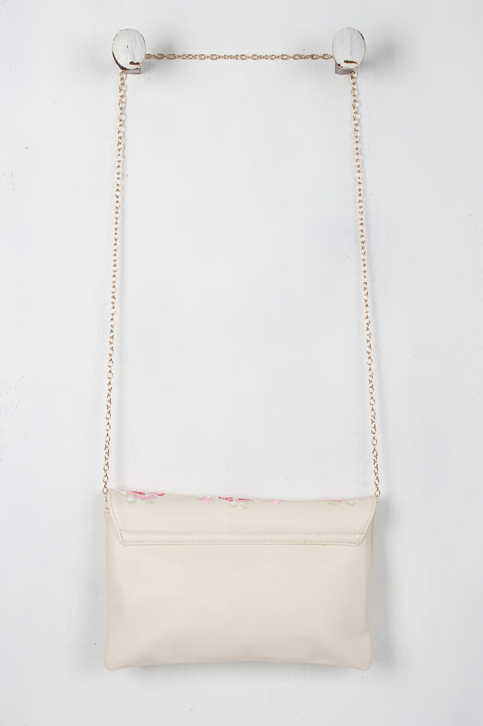 Embroidered Floral Bird Clutch Bag