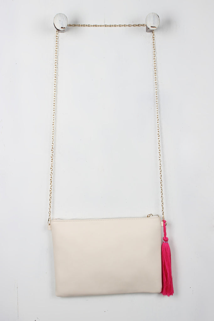 Embroidered Floral Tassel Bag