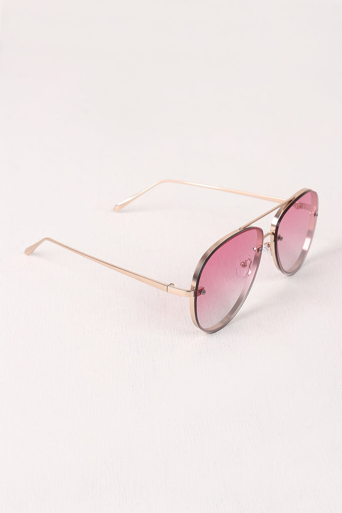 Gradient Double Bridge Aviator Sunglasses