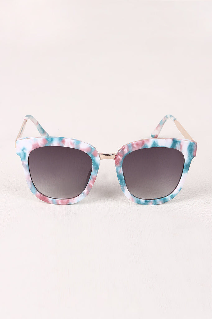 Marble Accent Plastic Frame Cat Eye Sunglasses