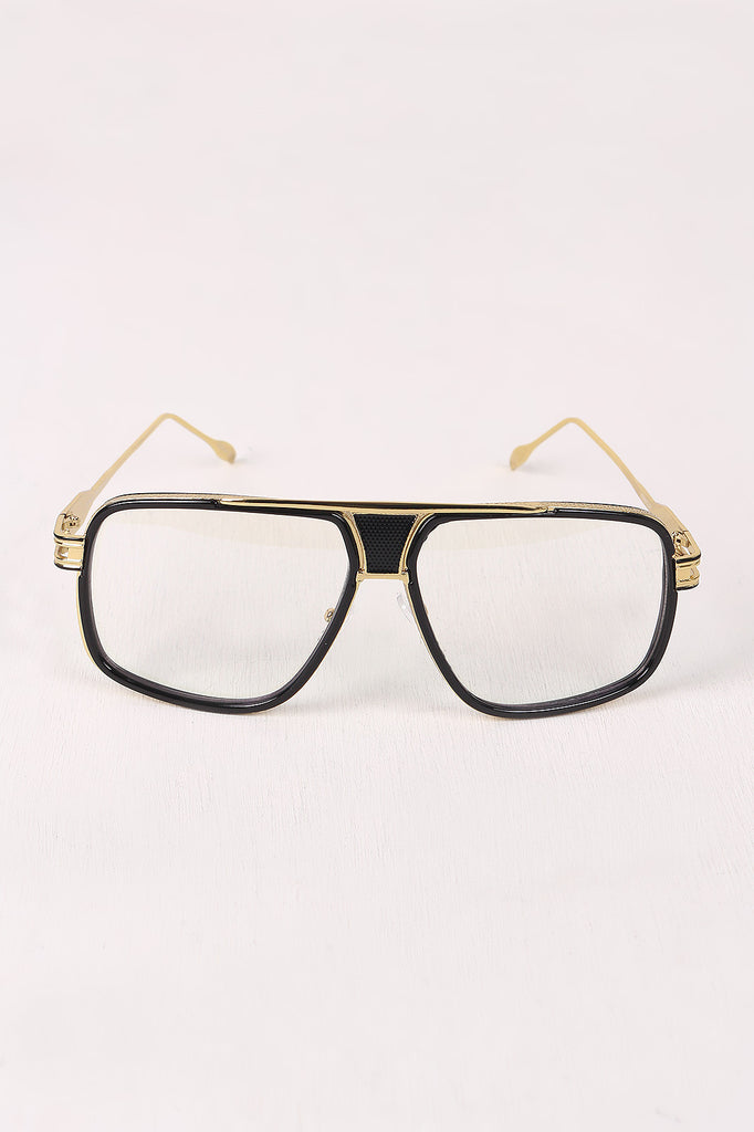 Two Tone Angular Clear Lens Glasses
