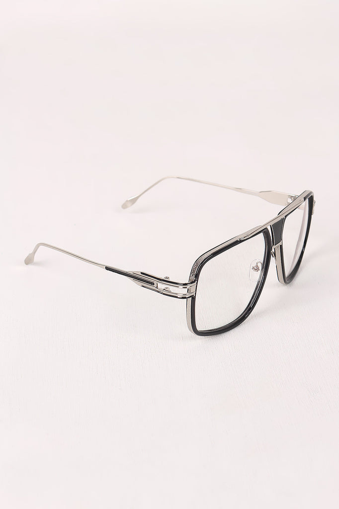 Two Tone Angular Clear Lens Glasses