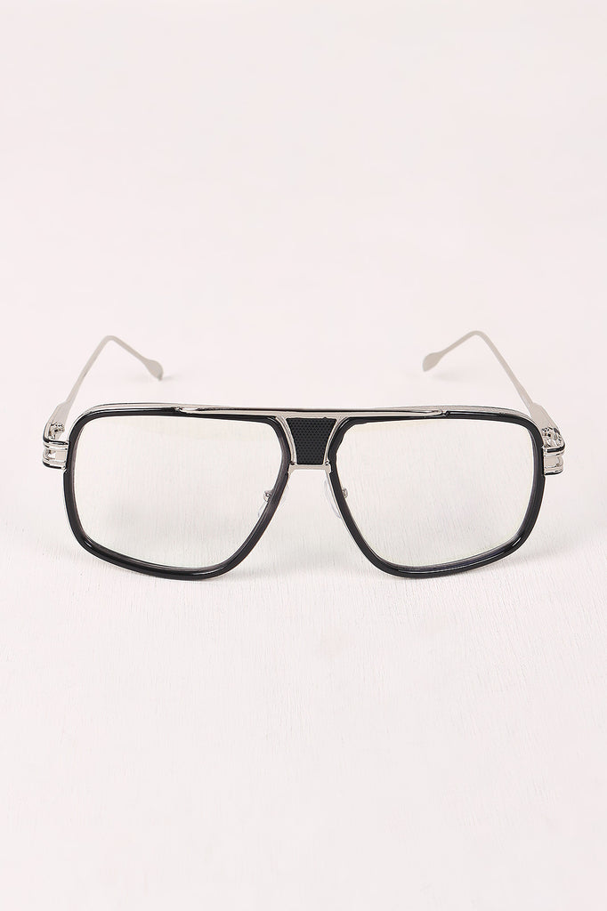 Two Tone Angular Clear Lens Glasses