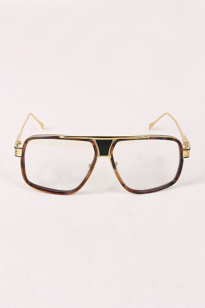 Two Tone Angular Clear Lens Glasses