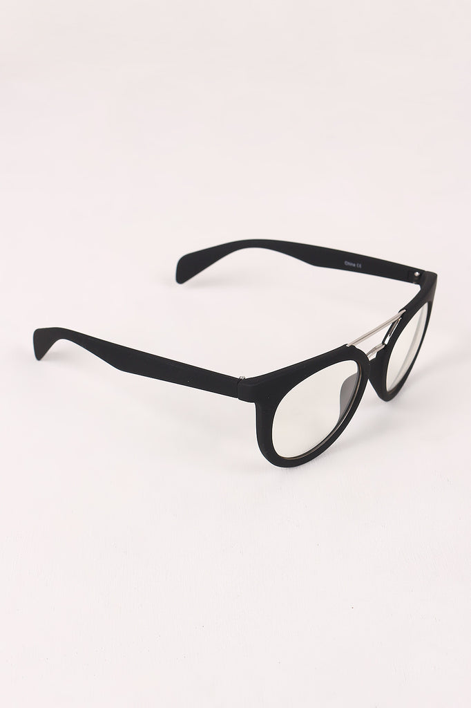 Printed Frame Round Clear Lens Glasses