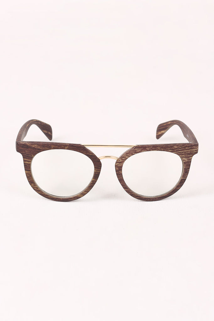 Printed Frame Round Clear Lens Glasses
