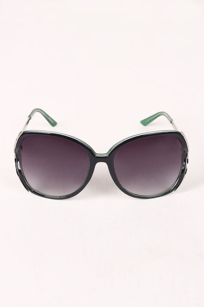 Plastic Frame Gradient Tint Oval Sunglasses