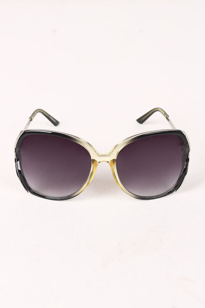 Plastic Frame Gradient Tint Oval Sunglasses