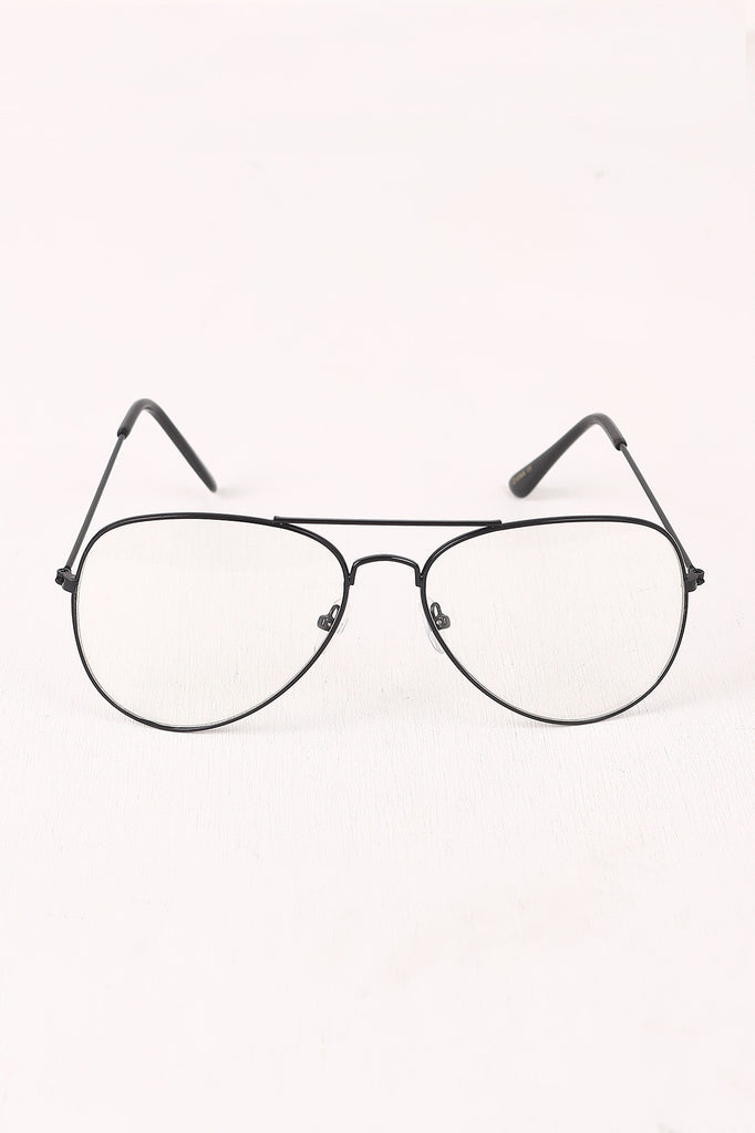 Clear Lens Wire Frame Aviator Glasses
