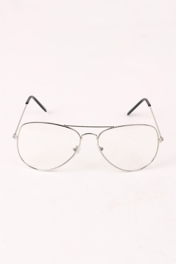 Clear Lens Wire Frame Aviator Glasses