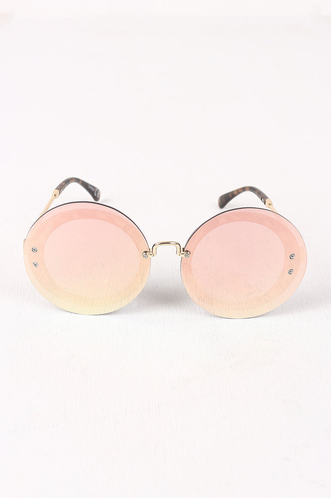Rimless Round Mirrored Sunglasses