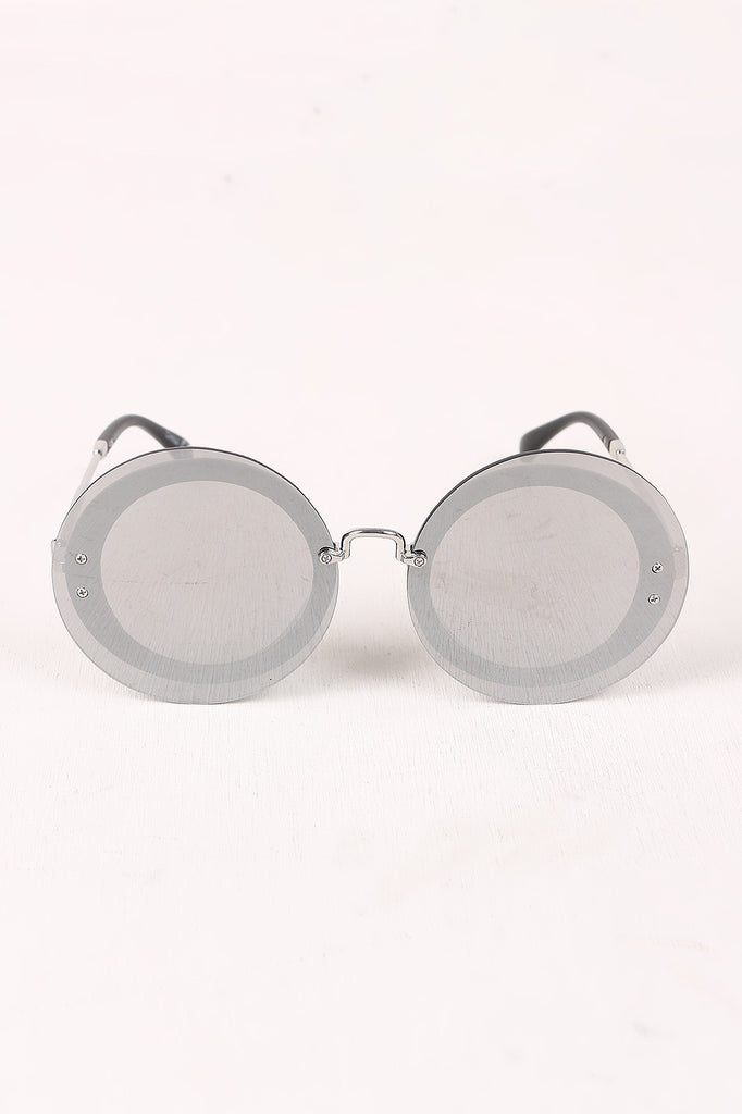 Rimless Round Mirrored Sunglasses