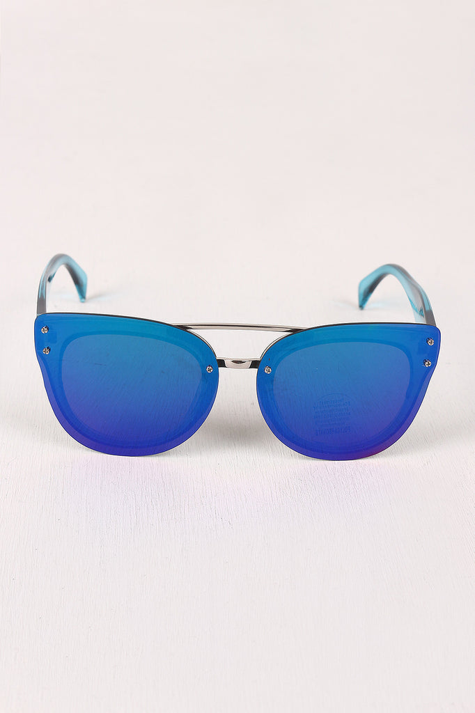 Rimless Mirrored Butterfly Sunglasses