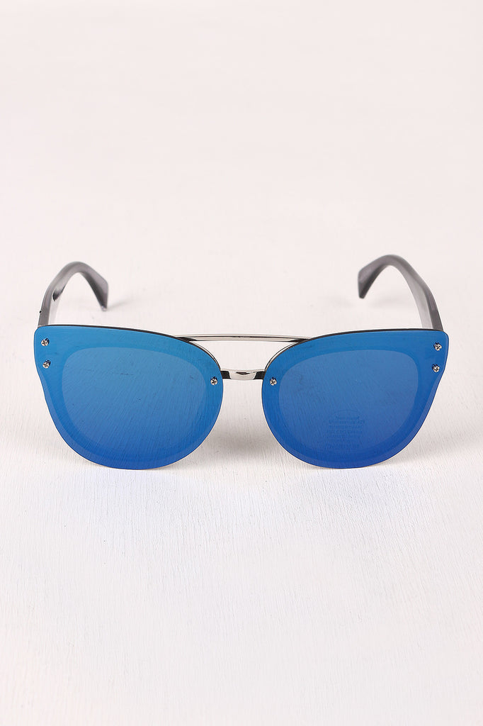 Rimless Mirrored Butterfly Sunglasses