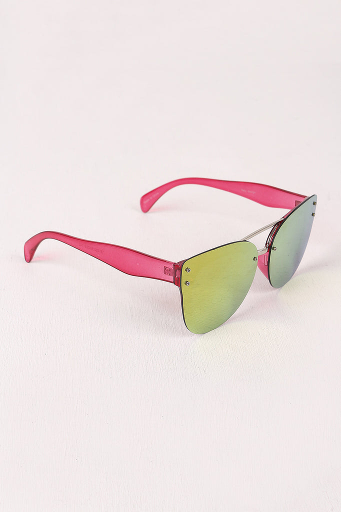 Rimless Mirrored Butterfly Sunglasses