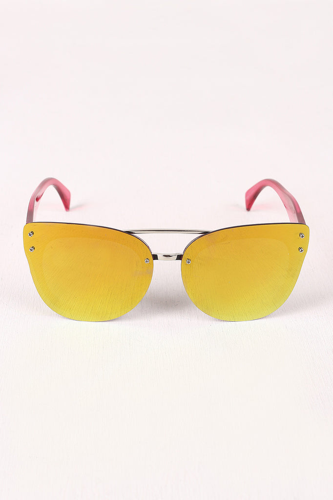 Rimless Mirrored Butterfly Sunglasses