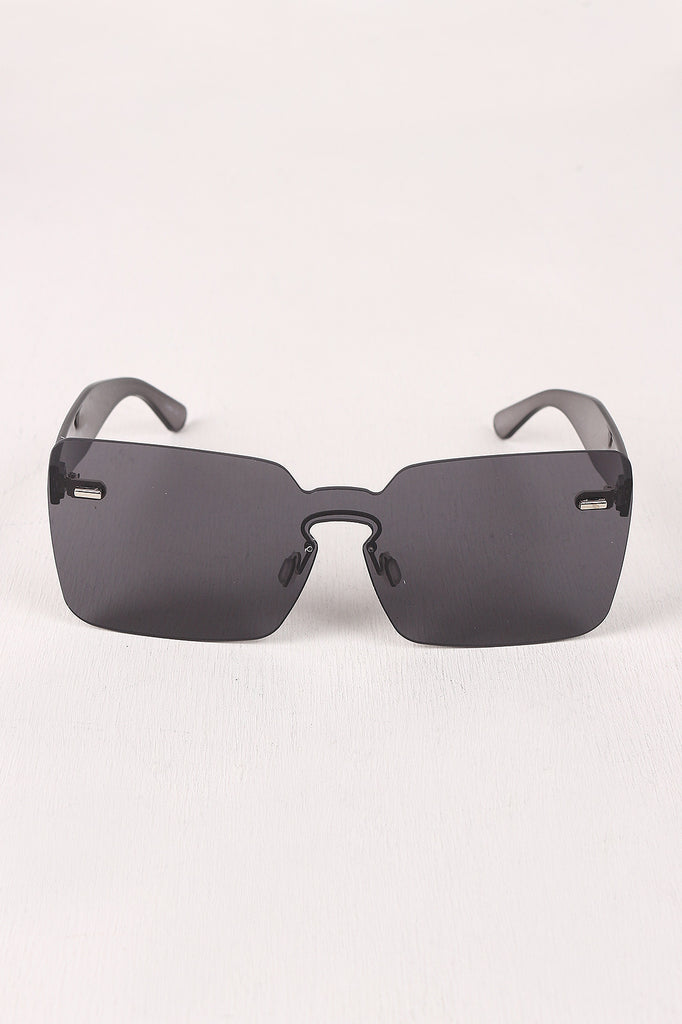 Rimless Rectangle Mask Sunglasses